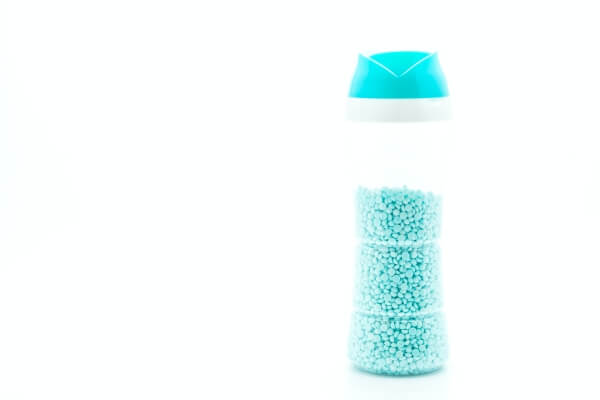 fabric softener capsules in a bottle