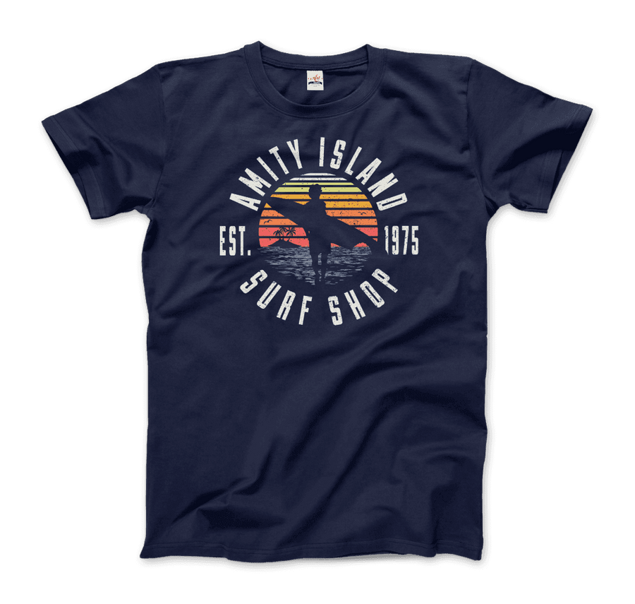 Amity Island Surf Shop Jaws T-Shirt - Men / Navy / Small - T-Shirt