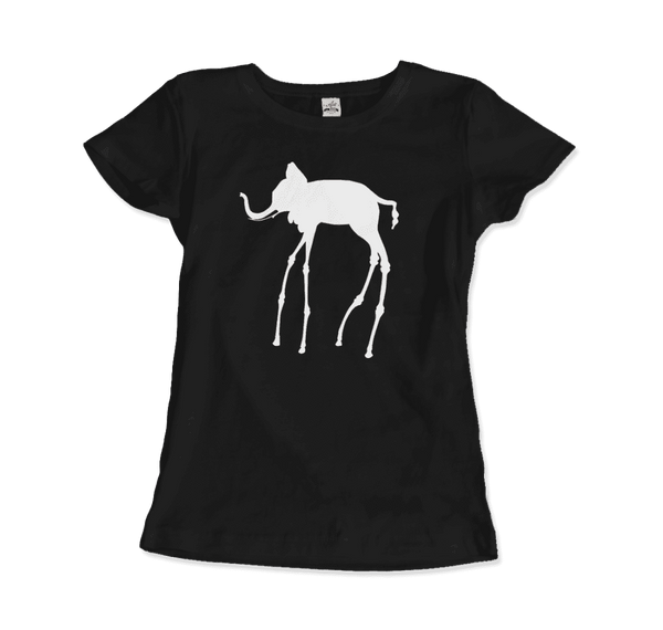 Salvador Dali The Elephants 1948 Artwork T-Shirt - Women / Black / Small by Art-O-Rama
