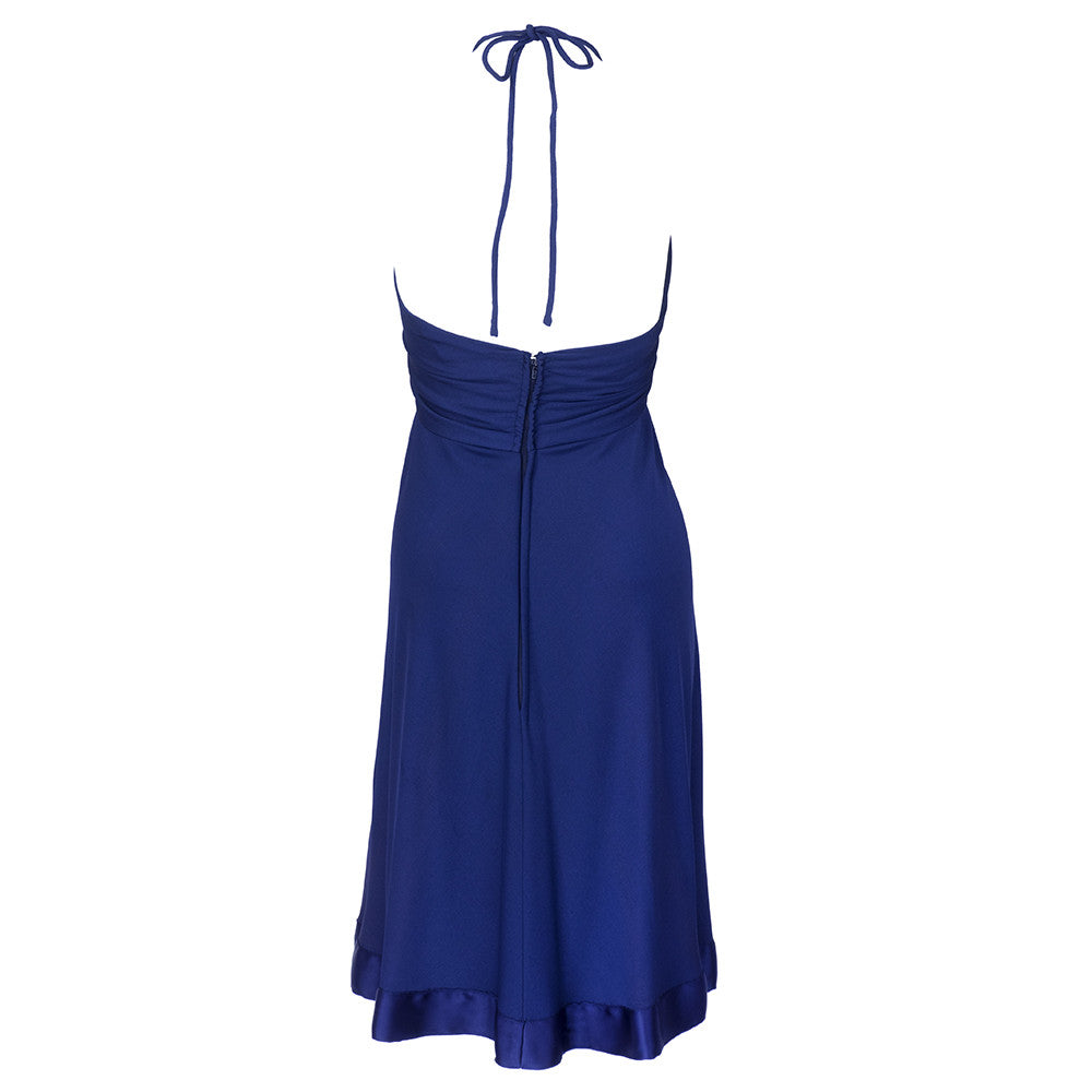 blue jersey halter dress