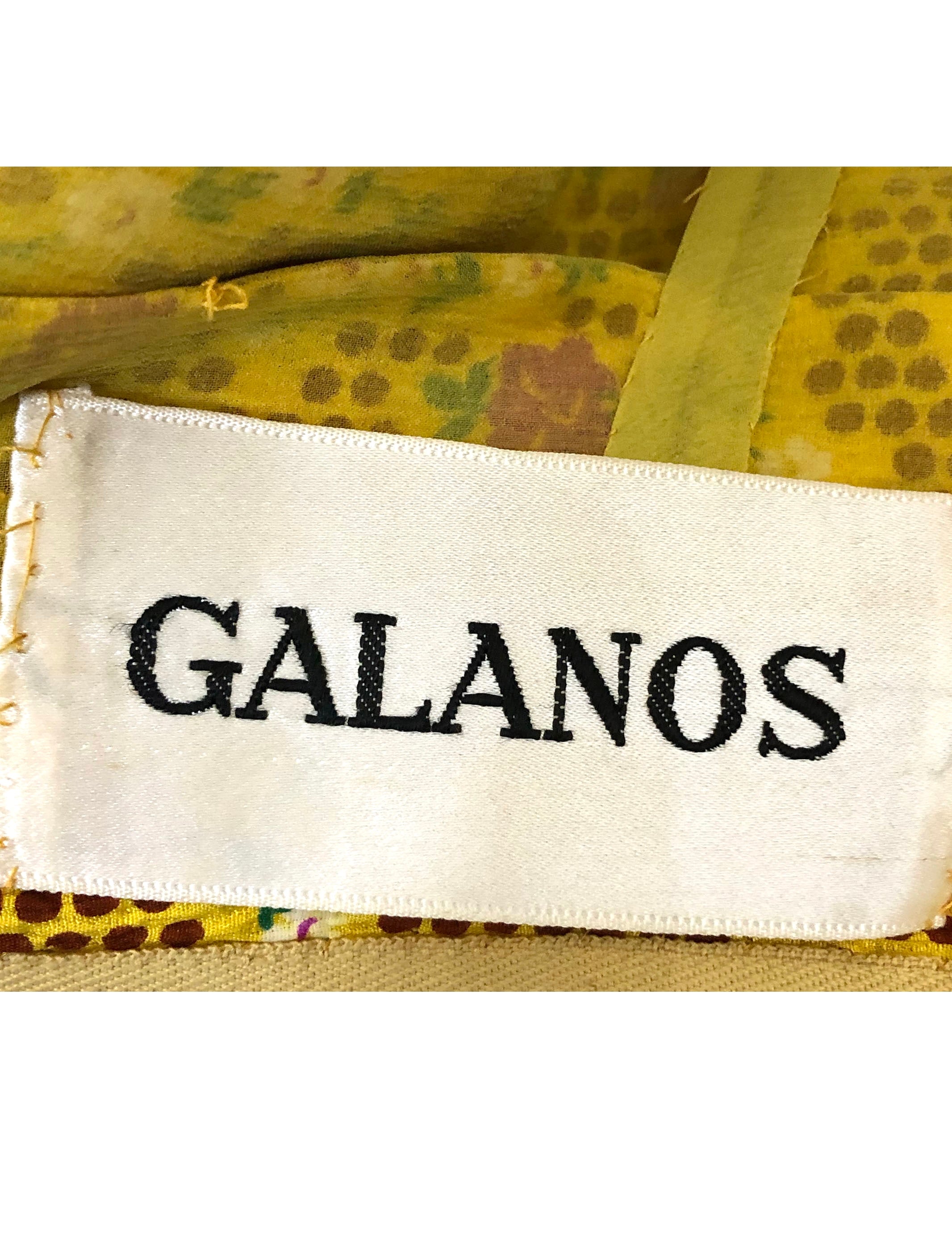 Galanos 70s Dress Yellow Silk Floral