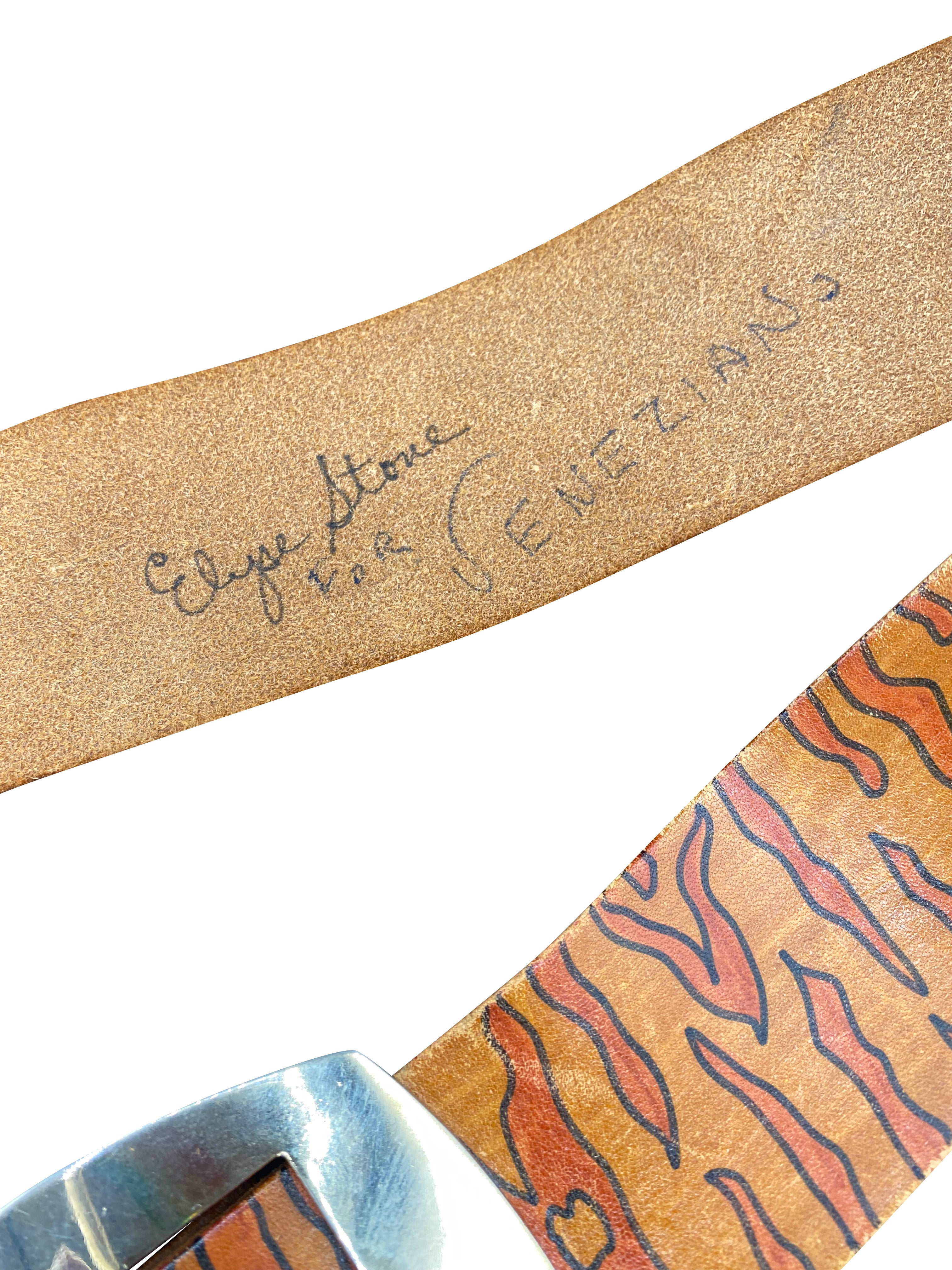 Elyse Stone Signed 70s Hand Painted Belt