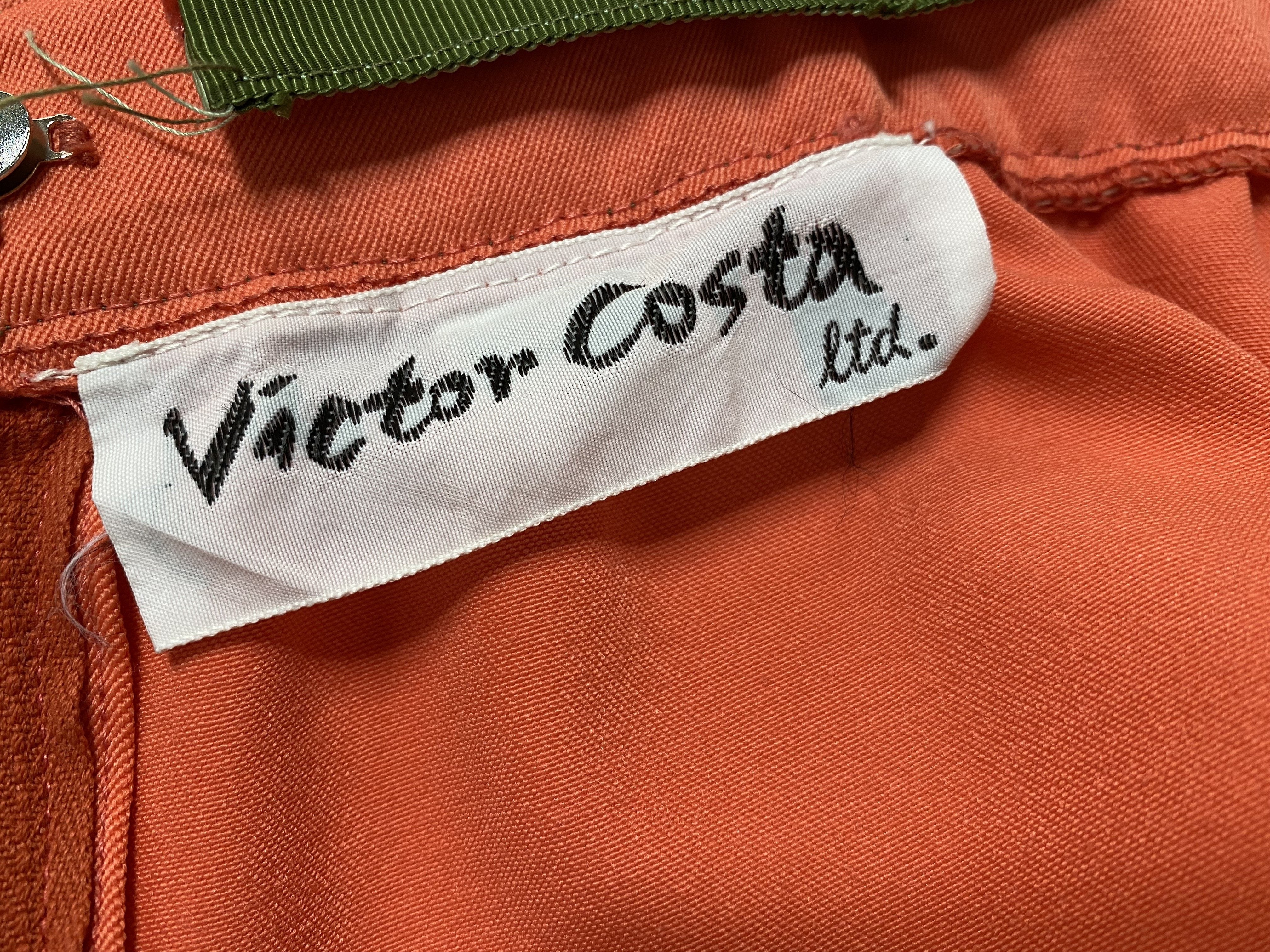 Victor Costa Orange Sherbet  Pinafore Maxi Dress