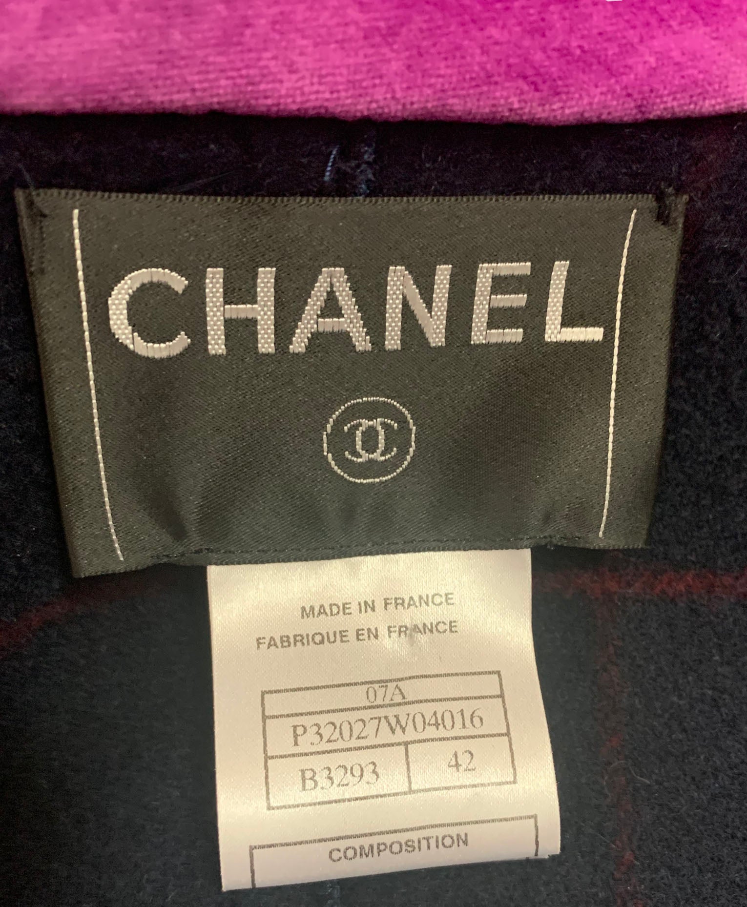 Chanel Early 2000s Cashmere Wool Blend Coat with Velvet Trim