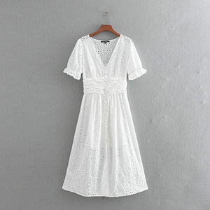 midi white summer dress