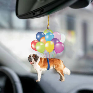 Wind Chimes & Hanging Decorations Cute Dog Fly With Bubbles Car Hanging Ornament-2D Effect Saint Bernard fly with bubbles dog hanging ornament-2D Effect - DiyosWorld