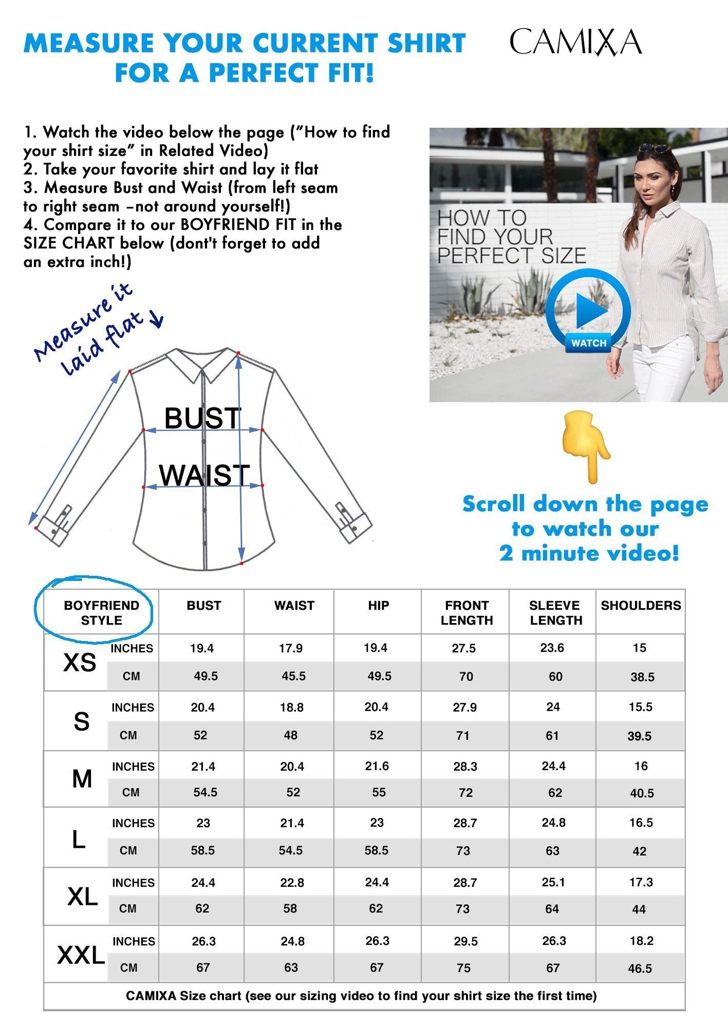 Casual Shirt Size Chart