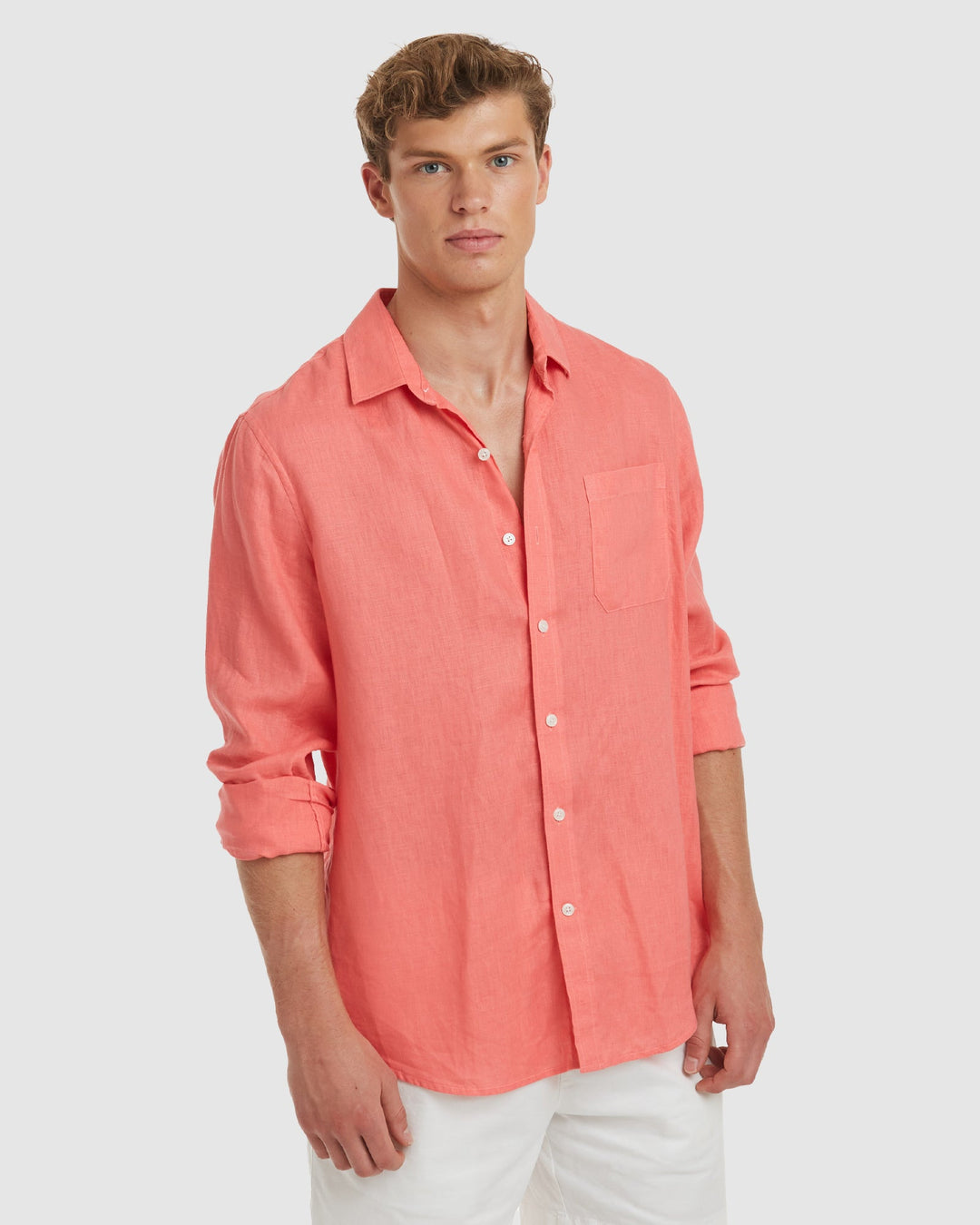 Iris Pink Sorbet Relaxed Fit Linen Shirt –