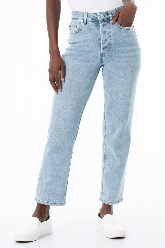 ribcage light wash straight leg ankle jeans