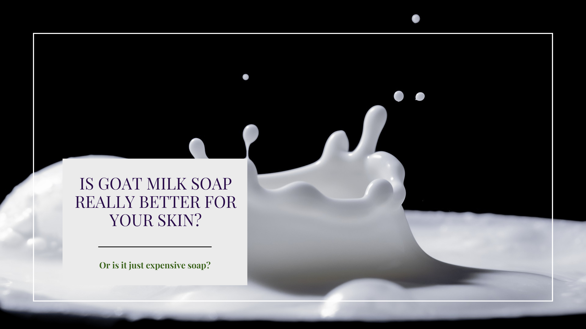 A milk dropped splashed into a puddle of milk against a back background with text indicating the title of the article