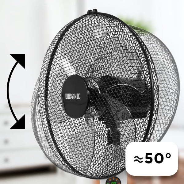 Duronic FN55 Ventilatore turbo oscillante a parete 60W – 5 Pale Ø 40 cm –  Telecomando 3 Velocità e timer integrato – Motore potente e silenzioso –  Mo— duronic-it