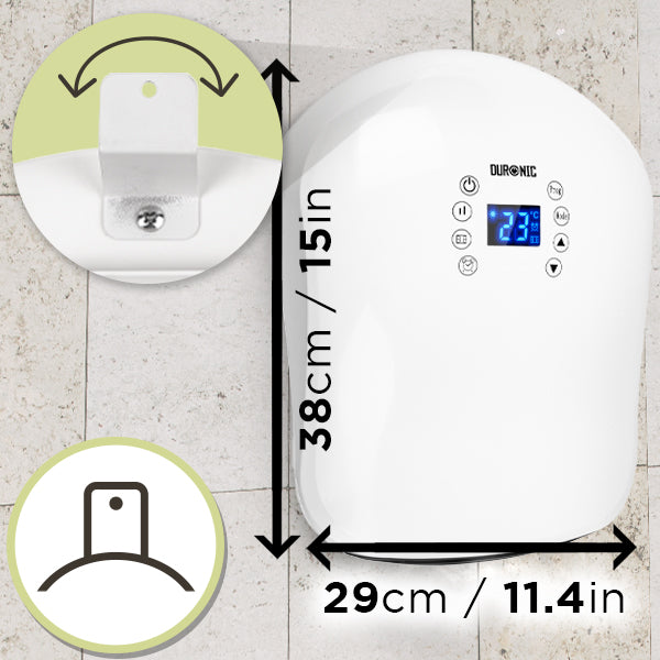 Duronic BFH20 Termoventilatore da bagno – Potenza regolabile 1000 W – 2000  W – Stufa elettrica a parete – Timer- Rilevamento apertura finestra – Tempi