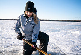 Action Photography: Women's Excursion Ice Pro Jacket performing IRL 2