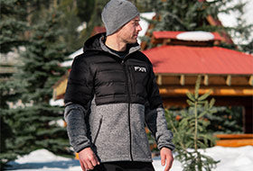 Action Photography: Men's Excursion Lt Hybrid Quilted Hoodie performing IRL 1