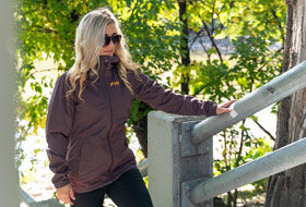 Action Photography: Women's Jade Dual Laminate Jacket performing IRL 5