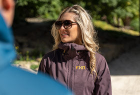 Action Photography: Women's Jade Dual Laminate Jacket performing IRL 1