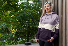 Action Photography: Women's Stripe Pullover Hoodie performing IRL 1