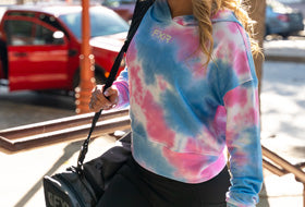 Action Photography: Women's Balance Cropped Pullover Hoodie performing IRL 8