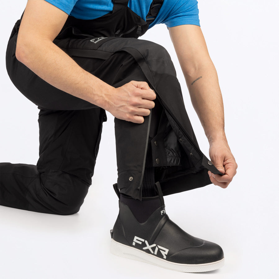 Image of FXR's Vapor Pro Bib Pant, featuring the Full length 2-way YKK® waterproof side leg zippers