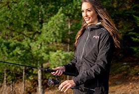 Action Photography: Women's Adventure Lite Tri-Laminate Jacket performing IRL 6