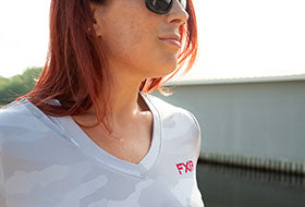 Action Photography: Women's Breezy UPF V-Neck T-Shirt performing IRL 2