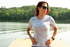 Action Photography: Women's Breezy UPF V-Neck T-Shirt performing IRL 4