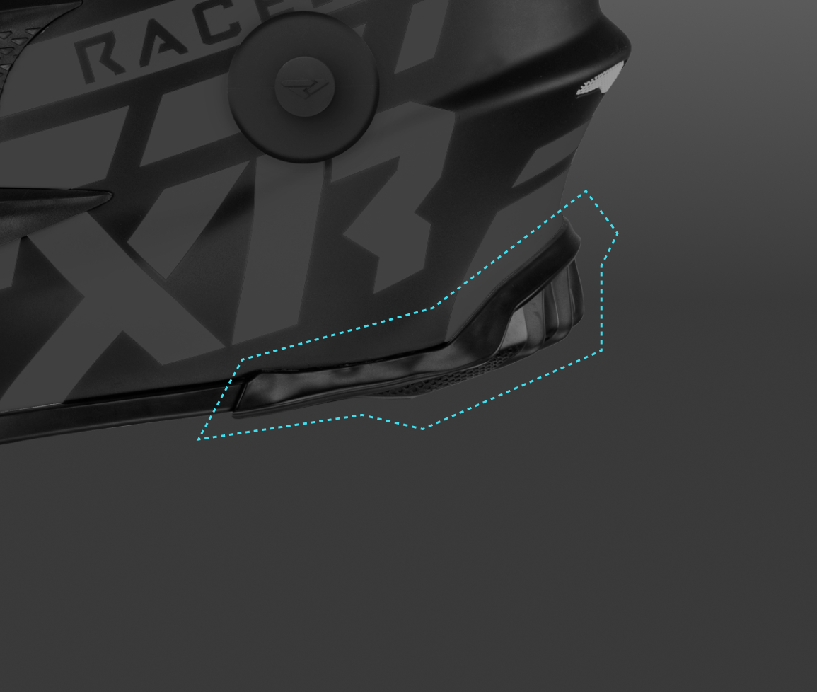A close-up shot of the rear diffuser piece at the back