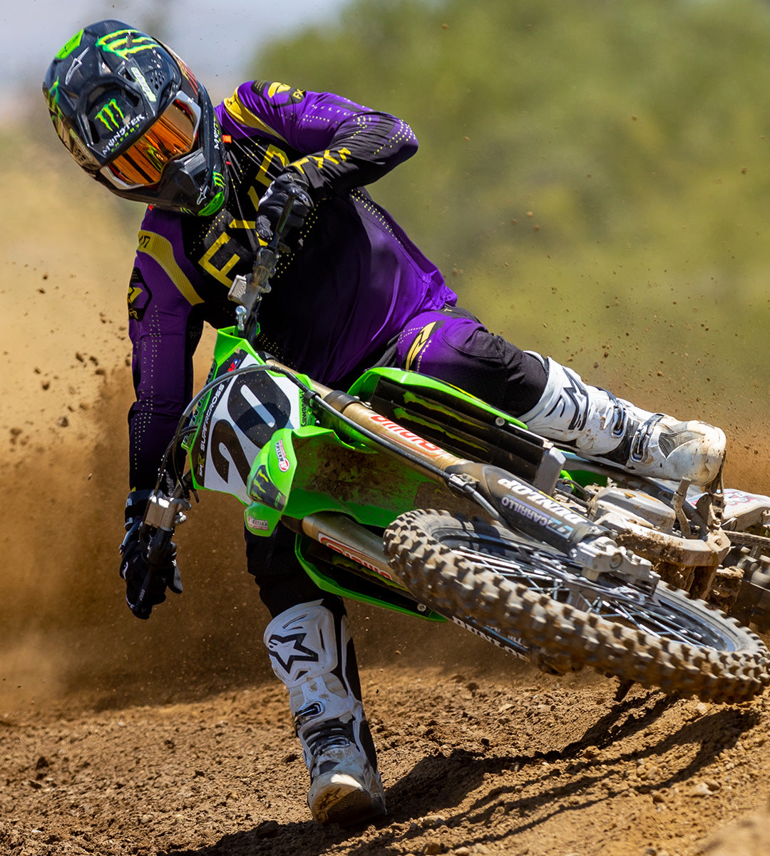 An image of a MX rider sporting the '24 Helium jersey and pant