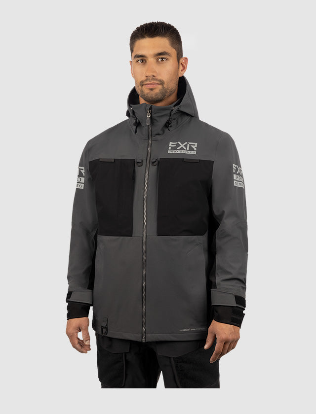 Image of a guy on a white background wearing FXR's Vapor Pro Trilaminate Jacket