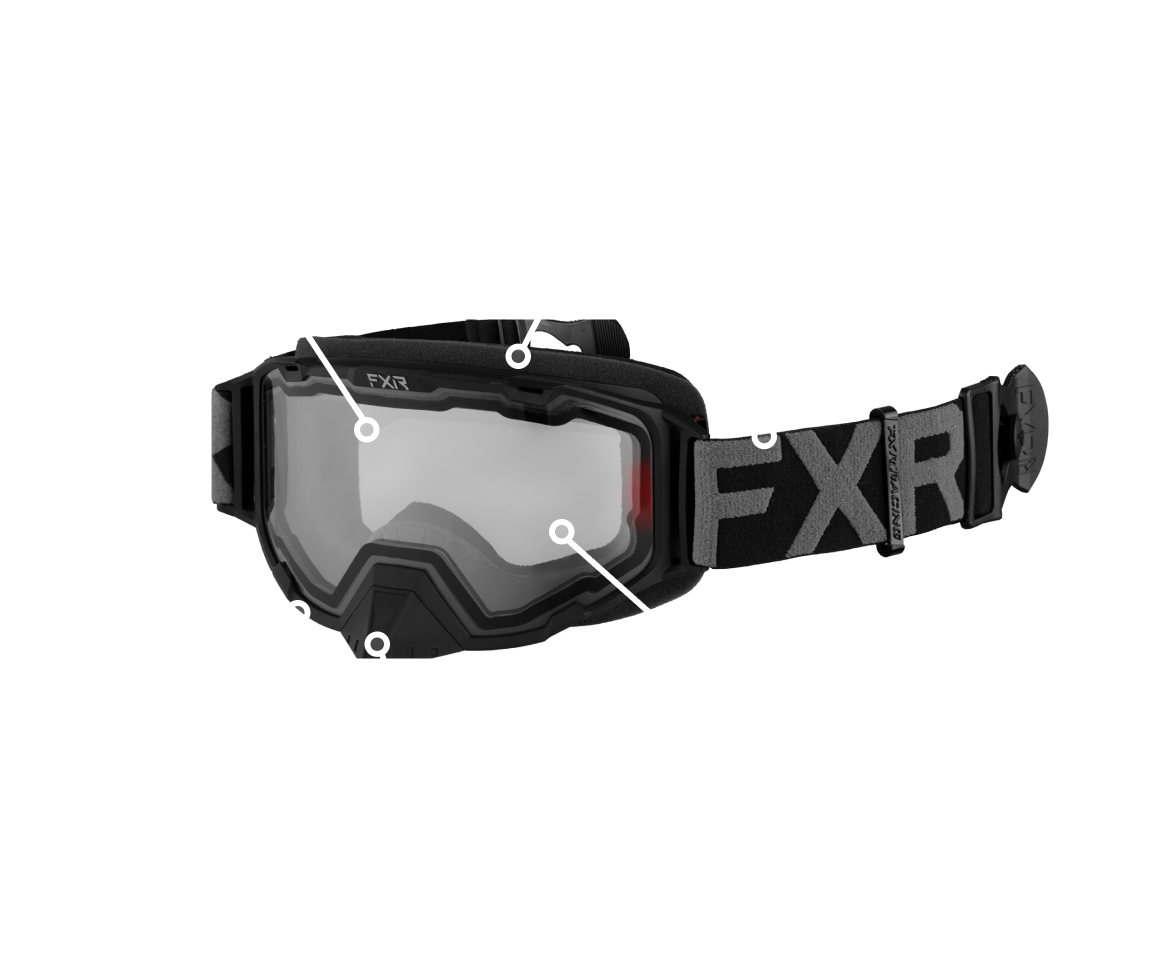 An image featuring the Maverick Coldstop Electric Goggle and its features compatible with the helmet