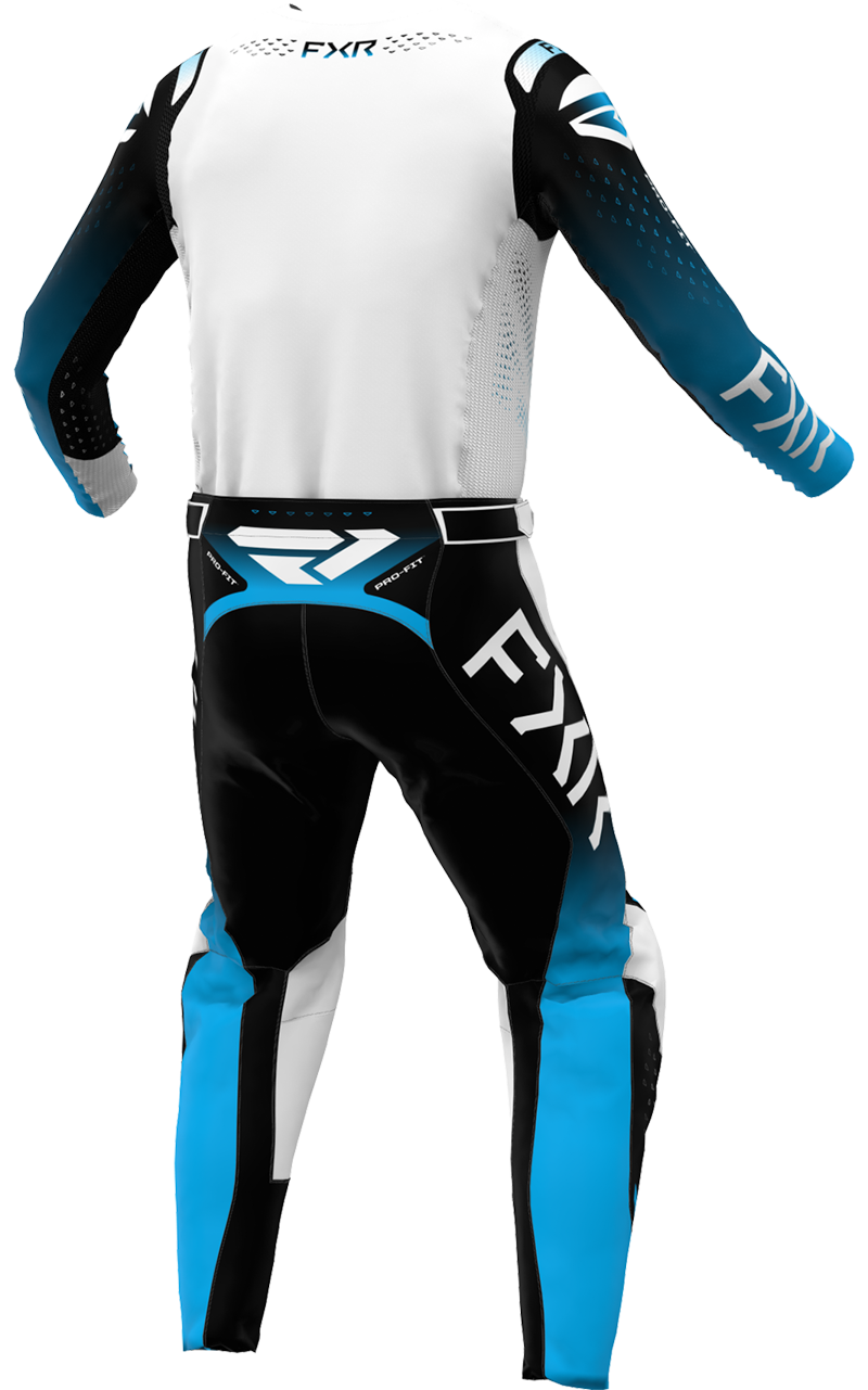 A 3D image of FXR's Helium MX LE Jersey and Pant in Frost colorway