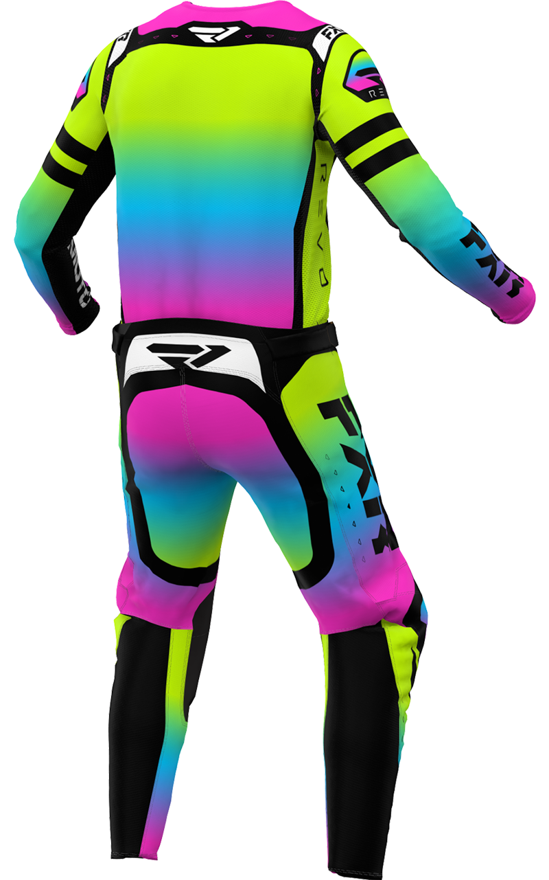 A 3D image of FXR's Revo Pro MX LE Jersey and Pant in Prism colorway