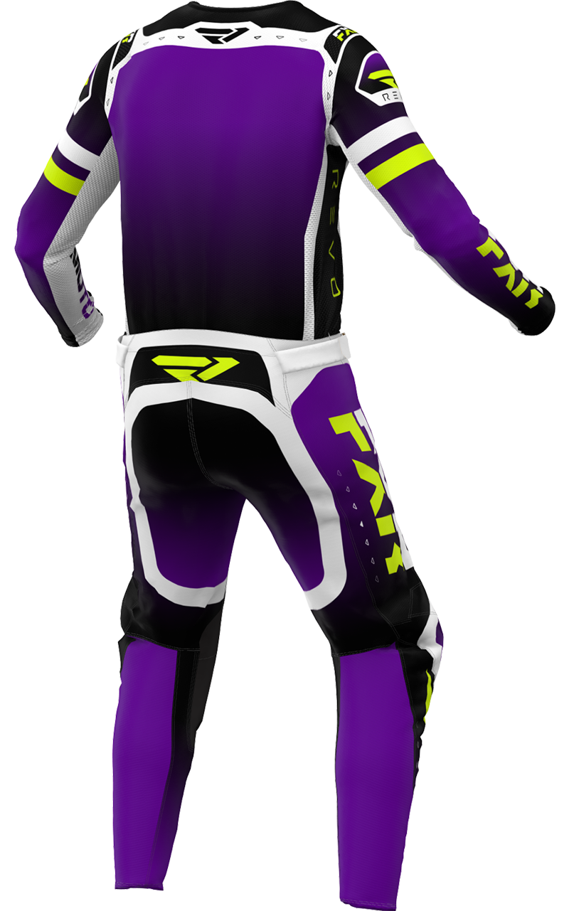 A 3D image of FXR's Revo Pro MX LE Jersey and Pant in Purple Reign colorway