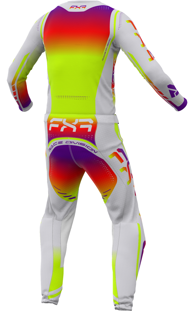 A 3D image of FXR's Vapor Air MX Jersey and Pant in Guava colorway