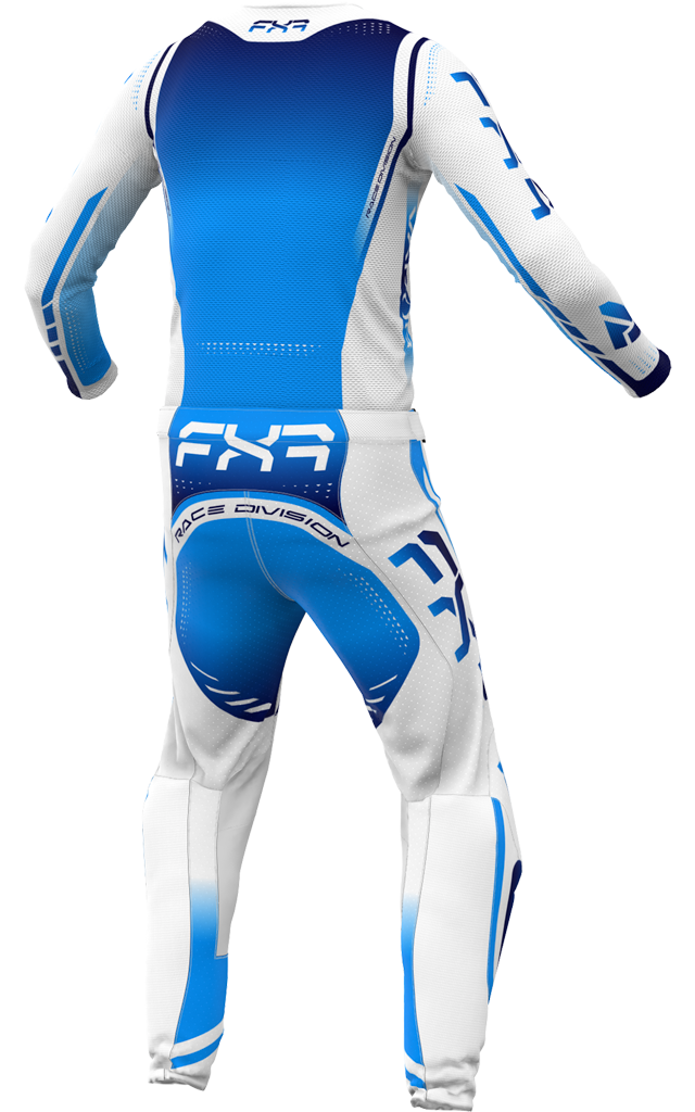A 3D image of FXR's Vapor Air MX Jersey and Pant in Subzero colorway