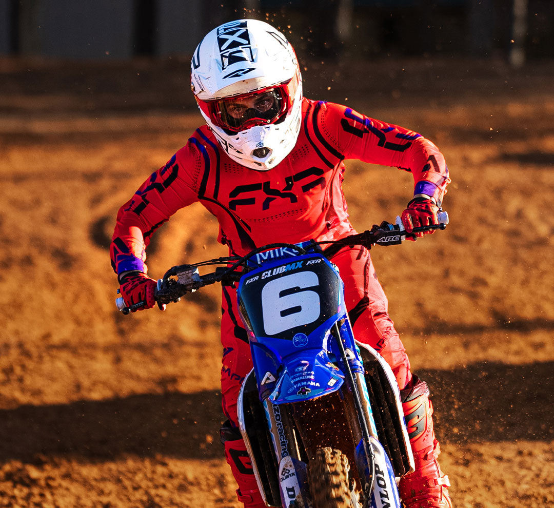 An image of Jeremy Martin sporting FXR's new 2024.5 LE Vapor Kit in bloodshot colorway 
