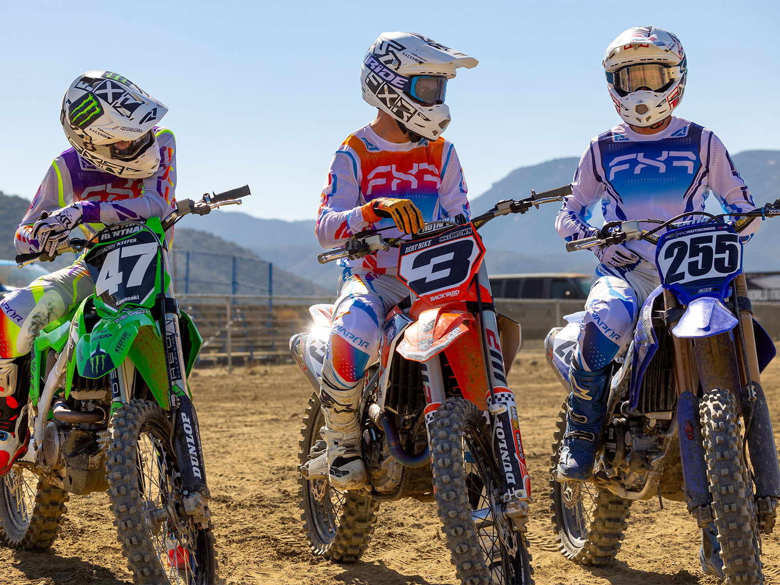 Image of Aden Keefer, Mike Brown, and Kris Keefer sporting FXR's new 2024.5 LE Vapor Air kit