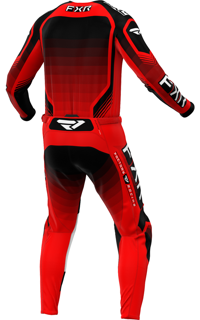 A 3D image of FXR's Clutch Pro MX Jersey and Pant in Red/Black colorway