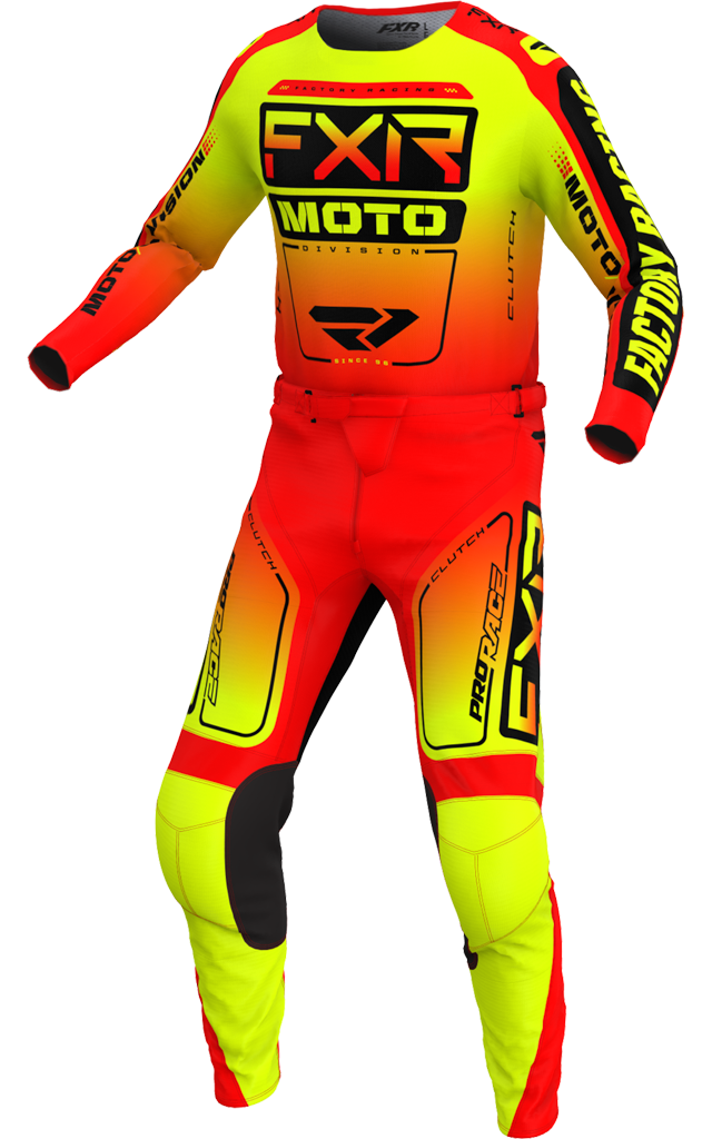 A 3D image of FXR's Clutch MX Jersey and Pant in Inferno colorway