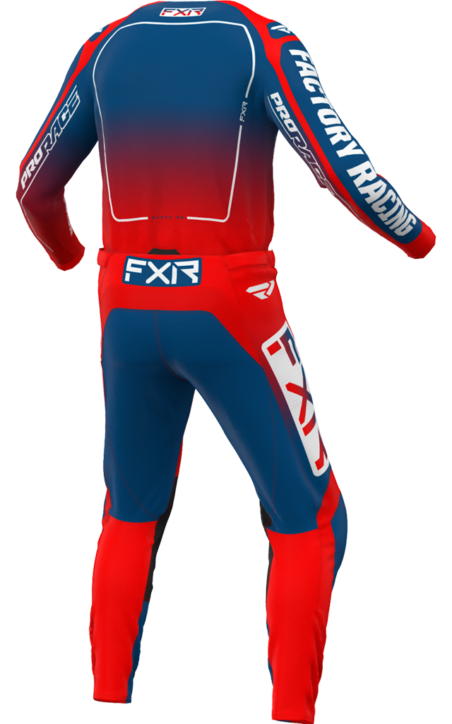 A 3D image of FXR's Clutch MX Jersey and Pant in Slate/Red colorway