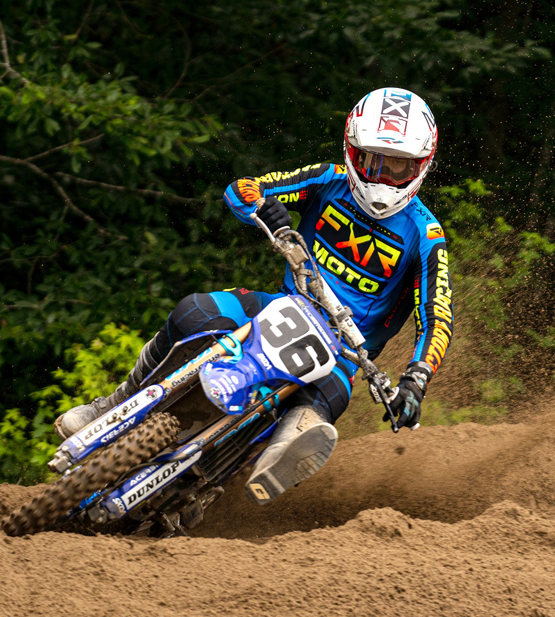 An image of a MX rider sporting the '24 Clutch jersey and pant