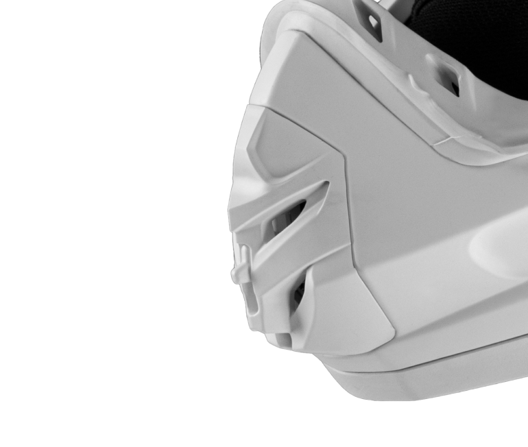 A close-up shot of the easy open, front mouth guard vent