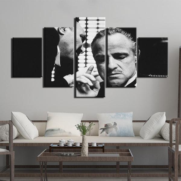 The Godfather Gangster Mafia Movie Black White Framed 5 Piece Canvas Buy Canvas Wall Art Online Fabtastic Co