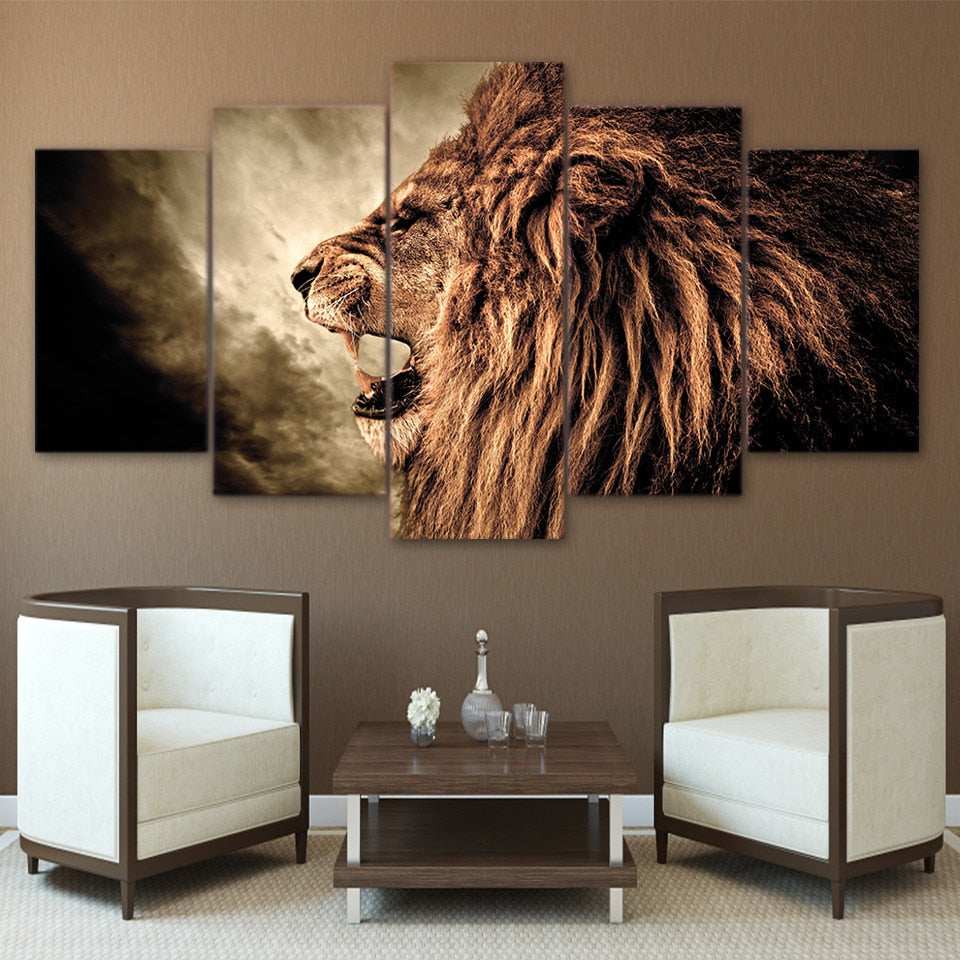 Lion Framed 5 Piece Canvas Wall Art Buy Canvas Wall Art Online Fabtasticco 2335