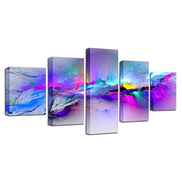 Colorful & Vibrant Modern Abstract Graffiti Framed 5 Piece Canvas Wall ...