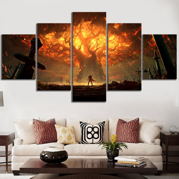 World Of Warcraft Video Game Glowing Tree Framed 5 Piece Canvas Wall A Buy Canvas Wall Art Online Fabtastic Co