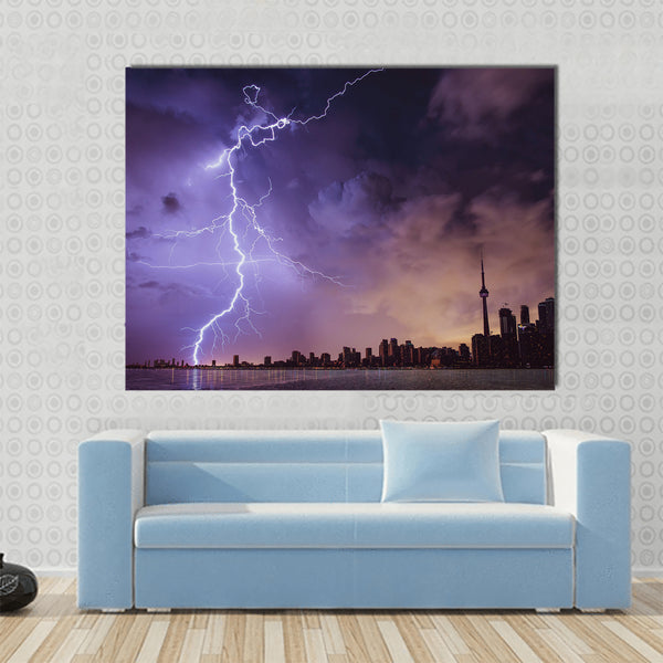 Toronto Ontario Canada City Night Lightning Storm Skyline Cityscape 1, –  Buy Canvas Wall Art Online 