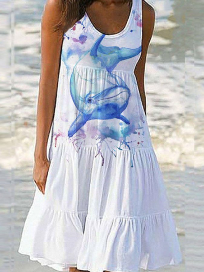Beach Vacation Ocean Print Dress