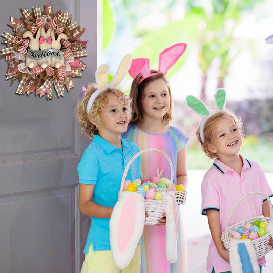Easter Bunny Wreath Welcome Sign For Front Door Home Decorations