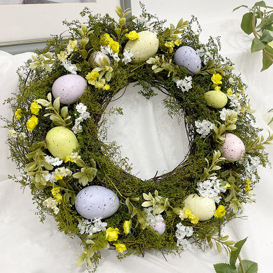Easter Eggs Wreath Artificial Plants Wreath Holiday Spring Decoration Door Pendant